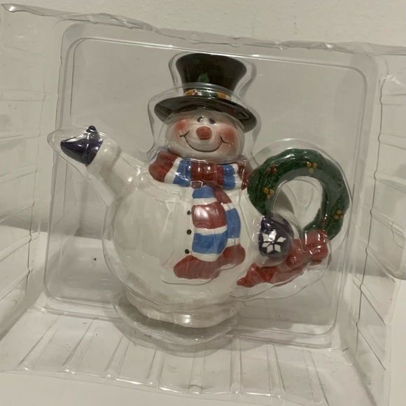 Vintage SNOWMAN Royal Seasons Teapot Red&Blue Scarf Hand Painted Collectible - Picture 16 of 16